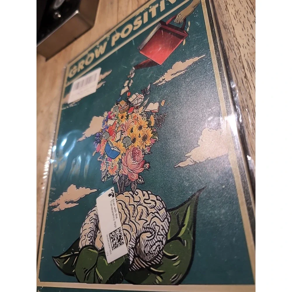 Grow Positive Thoughts-Steel Decor Sign 12x8 See Pics Slight Dents‎